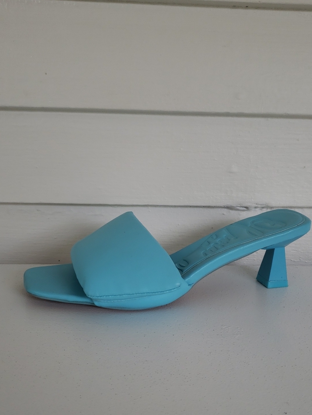Olivia Miller Allure Women's Turquoise Kitten Heel Slide Sandal Size 8.5